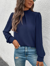 Mock Neck Puff Sleeve Blouse